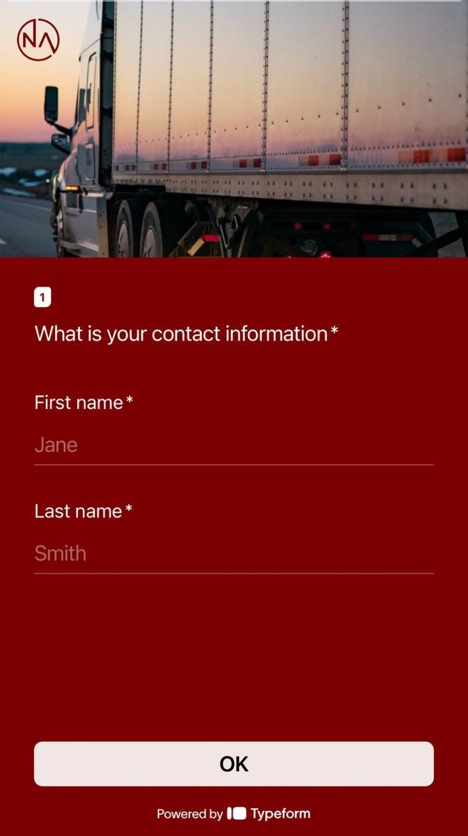 Contact information form with first and last name fields