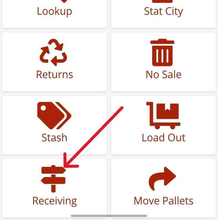 Cargo warehouse software menu showing operational function tiles