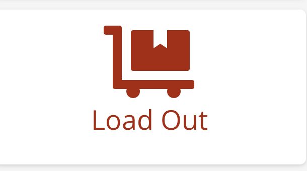 Load Out icon with cart and box symbol in warehouse software