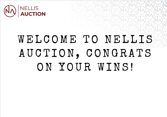 Welcome message congratulating auction winners on their bids