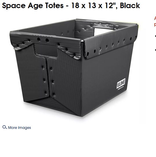 Space Age Totes black collapsible storage container, 18 x 13 x 12 inches