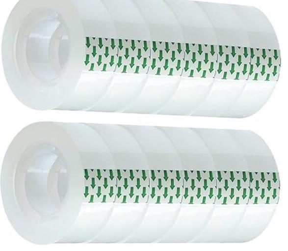 Two rolls of clear tape with green adhesive pattern strips
