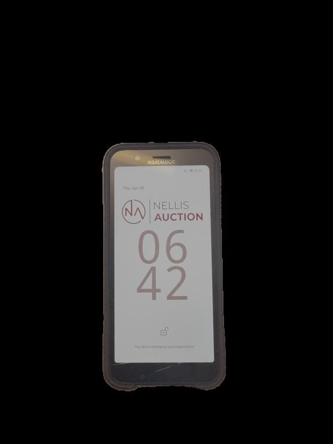 Mobile device displaying Nellis Auction registration badge numbered 0642